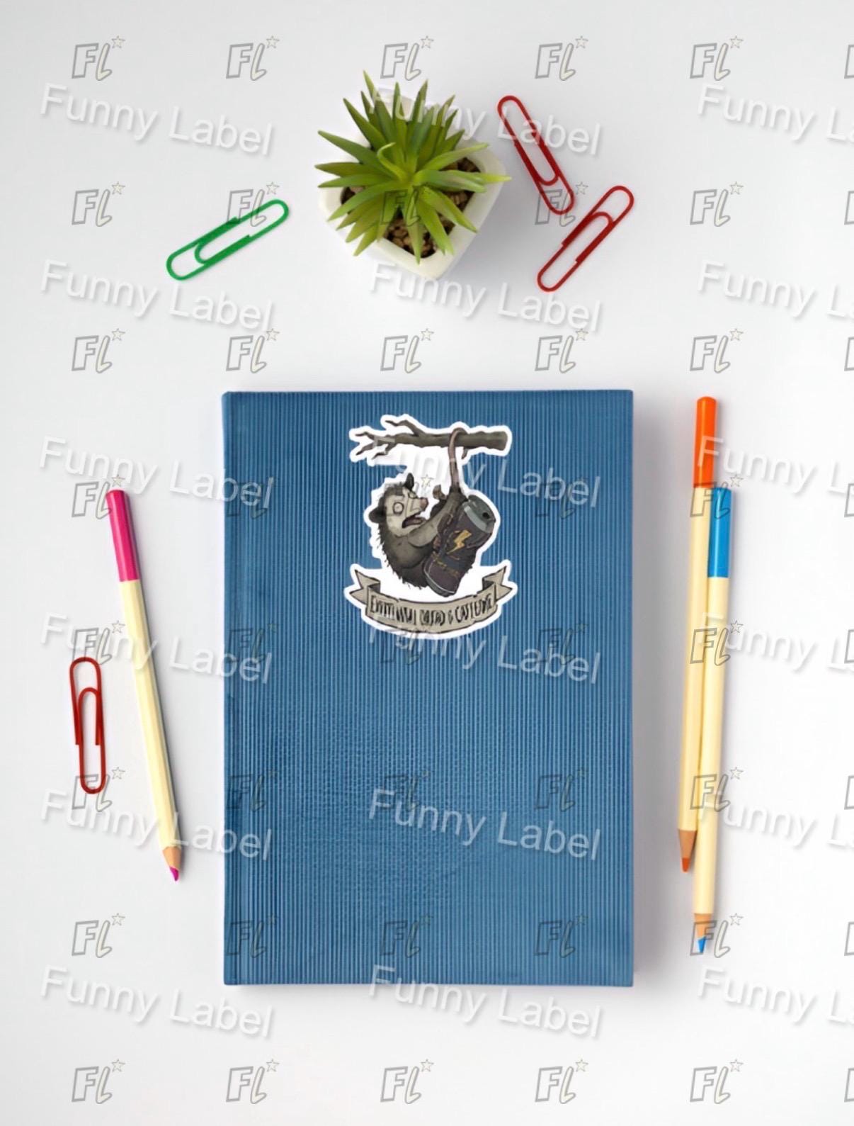 Funny Opossum Sticker - Existential Dread and Caffeine - Chaotic Energy Drink Decal - Mental Health Humor Gift - Waterproof Laptop Sticker