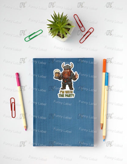Dwarf Drinking Sticker - I'm With The Party, D&D RPG Vinyl Decal