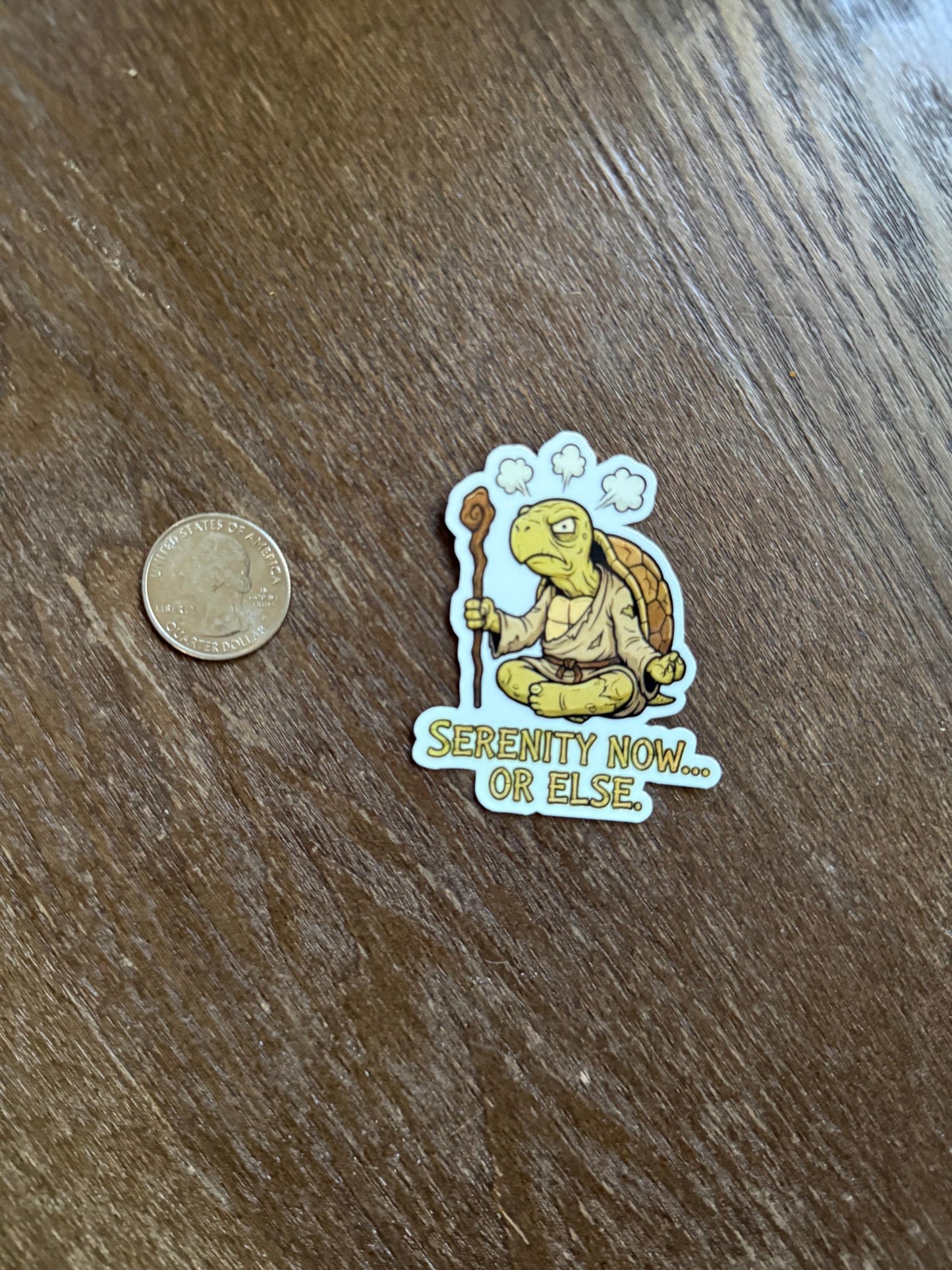 Funny Angry Turtle Sticker – Serenity Now, Yoga Humor