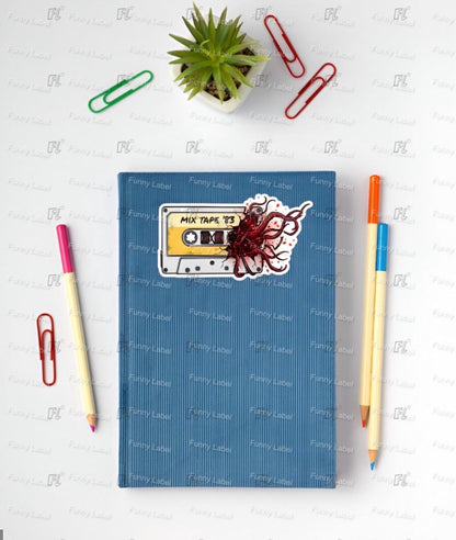 Mix Tape ST '83 Upside Down Sticker | Welcome to Hawkins Cassette Decal | 80s Sci Fi Horror | Upside Down Art | Waterproof Laptop Sticker