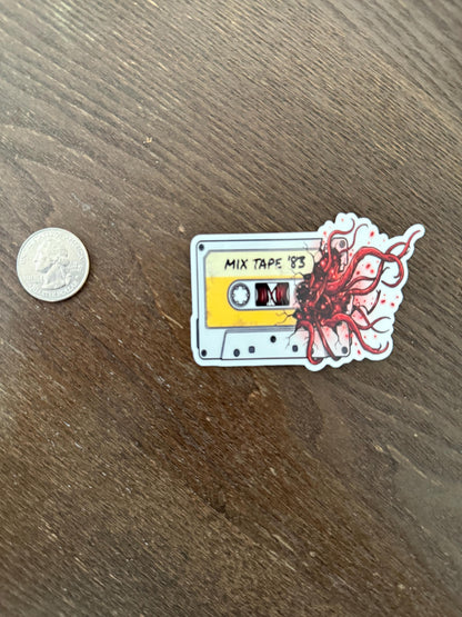 Mix Tape ST '83 Upside Down Sticker | Welcome to Hawkins Cassette Decal | 80s Sci Fi Horror | Upside Down Art | Waterproof Laptop Sticker