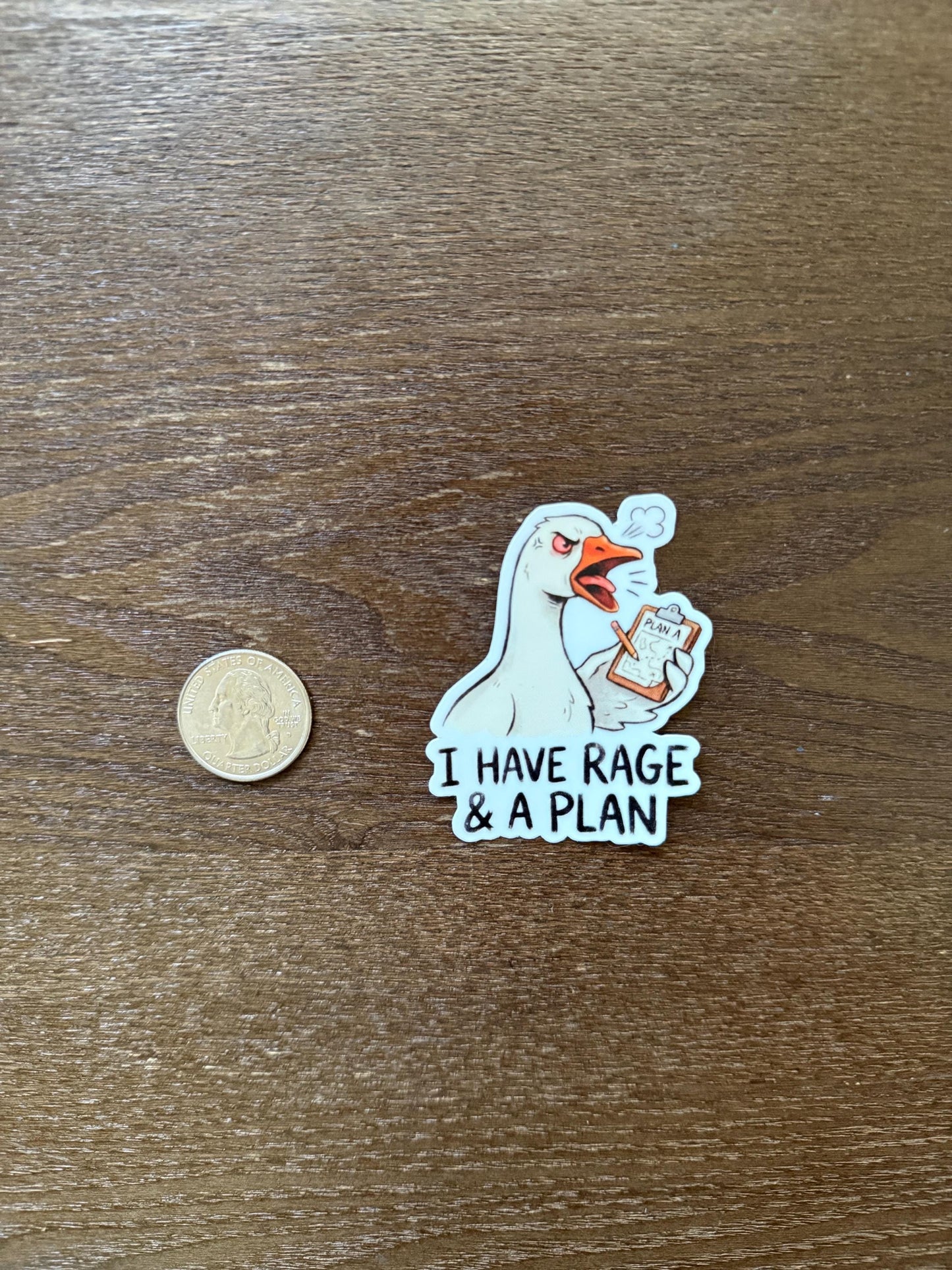 Funny Goose Sticker - I Have Rage and a Plan - Chaotic Planner Decal - Project Manager Gift - Aggressive Office Humor - Waterproof Vinyl
