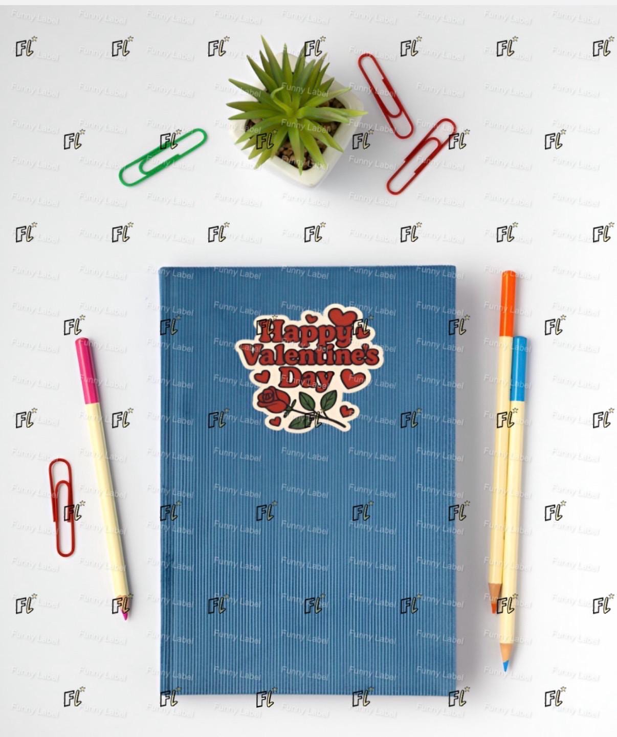 Happy Valentines Day Sticker - Retro Red Rose Decal - Romantic Love Gift - Classic Flower Sticker - Waterproof Laptop Vinyl for Her