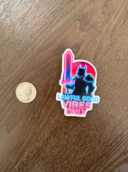 DND Paladin Sticker - Lawful Good Vibes Only - Funny RPG Gift - Synthwave Aesthetic Decal - Dungeon Master Gift - Neon Knight Art