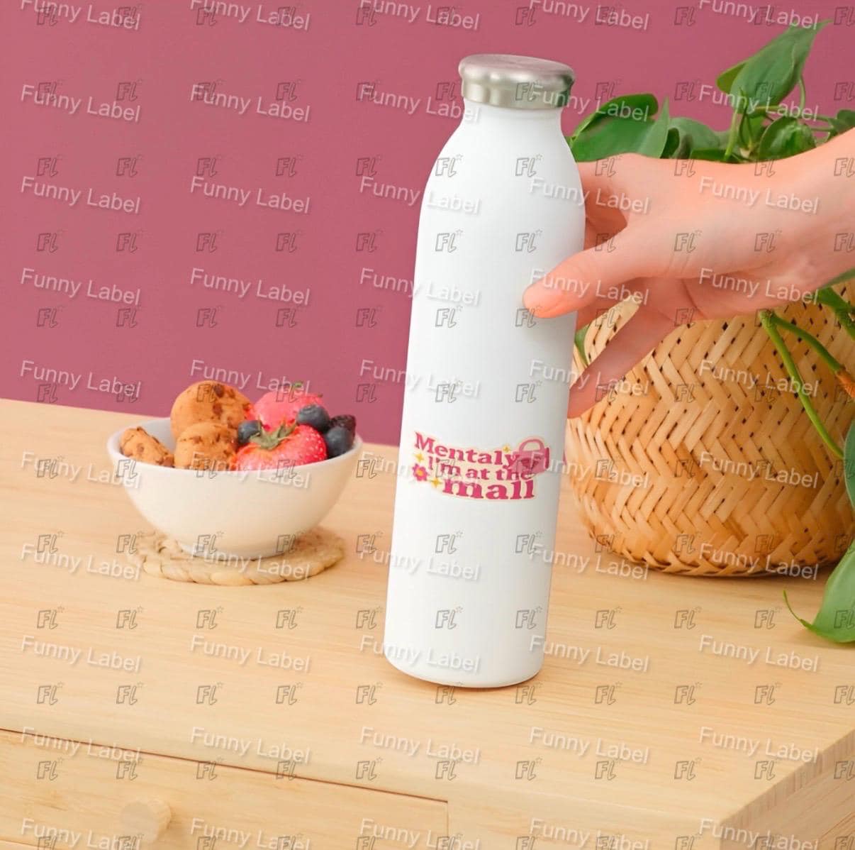 Mentally I'm At The Mall Sticker - Funny Shopping Quote - Y2K Aesthetic Decal - Retail Therapy Gift - Pink Girly Laptop Sticker