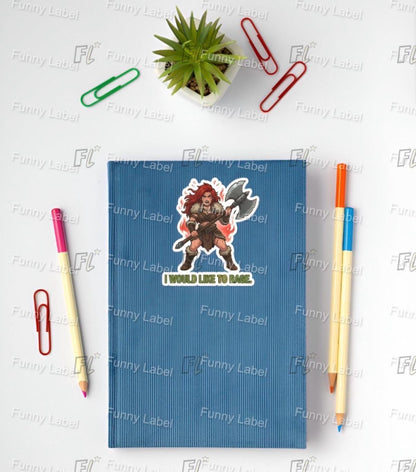 I Would Like To Rage Sticker - DND Barbarian, Funny RPG Decal