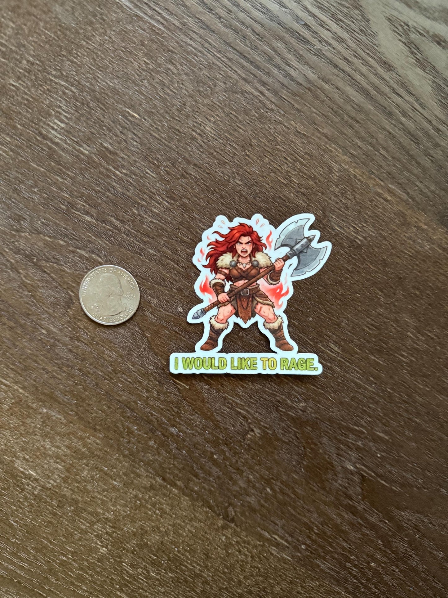 I Would Like To Rage Sticker - DND Barbarian, Funny RPG Decal