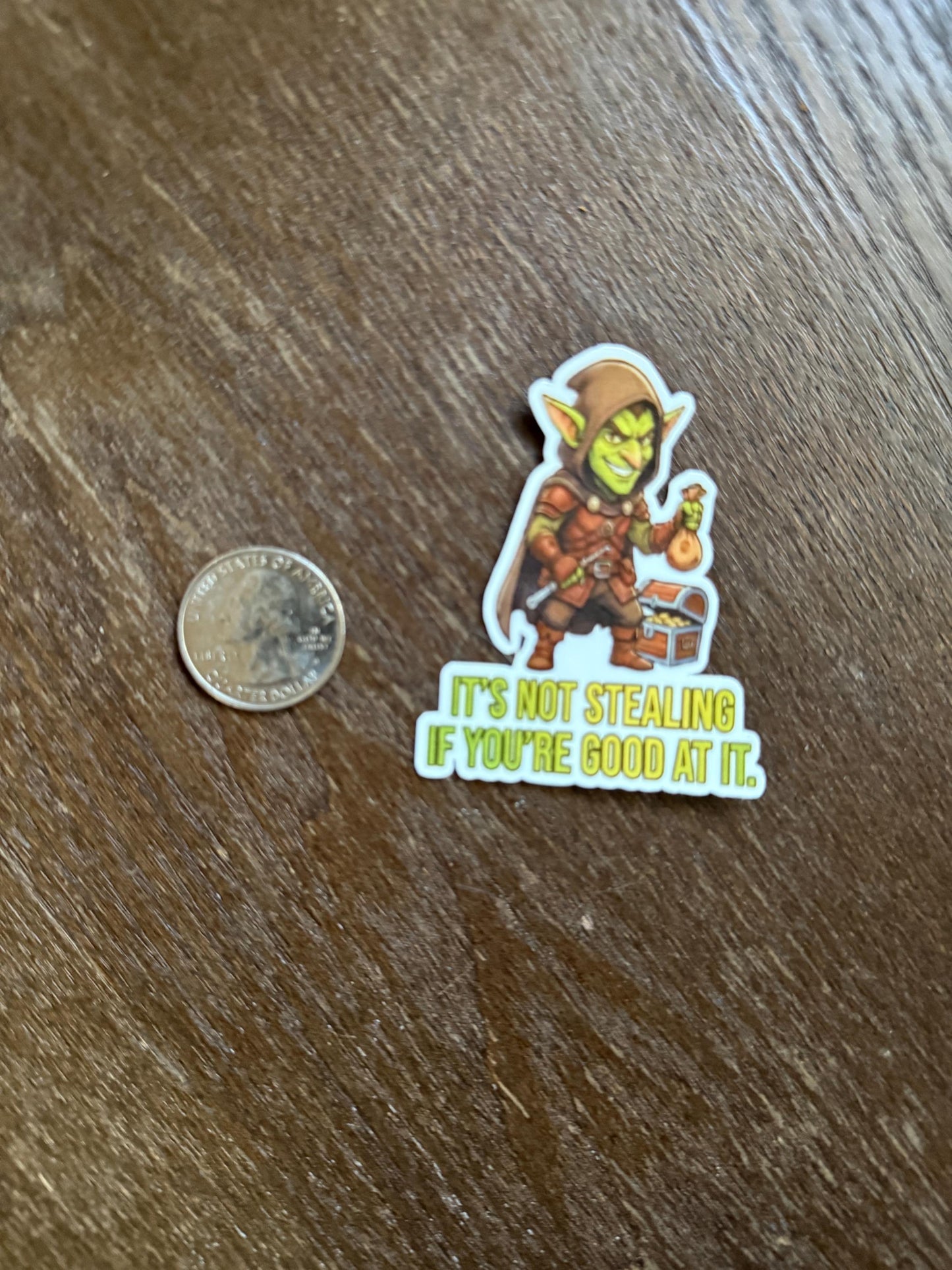 Funny Goblin Rogue Sticker – D&D Loot Thief, Waterproof Vinyl