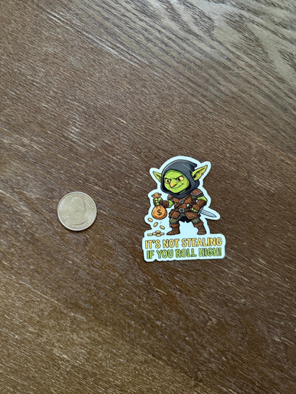 Funny Goblin Rogue Sticker – D&D RPG Meme, Waterproof Vinyl