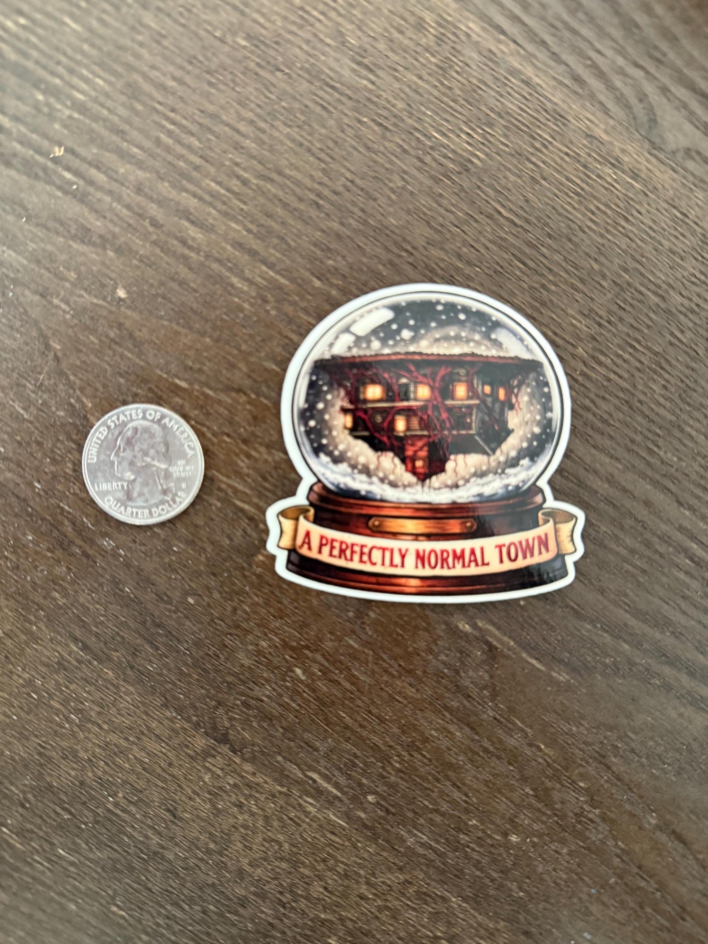 Snow Globe Upside Down Sticker | A Perfectly Normal  Hawkins | Upside Down House | Funny Sci Fi Horror Gift | Waterproof Laptop Vinyl
