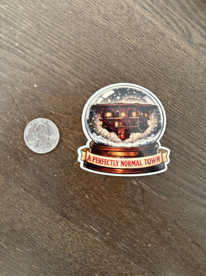 Snow Globe Upside Down Sticker | A Perfectly Normal  Hawkins | Upside Down House | Funny Sci Fi Horror Gift | Waterproof Laptop Vinyl